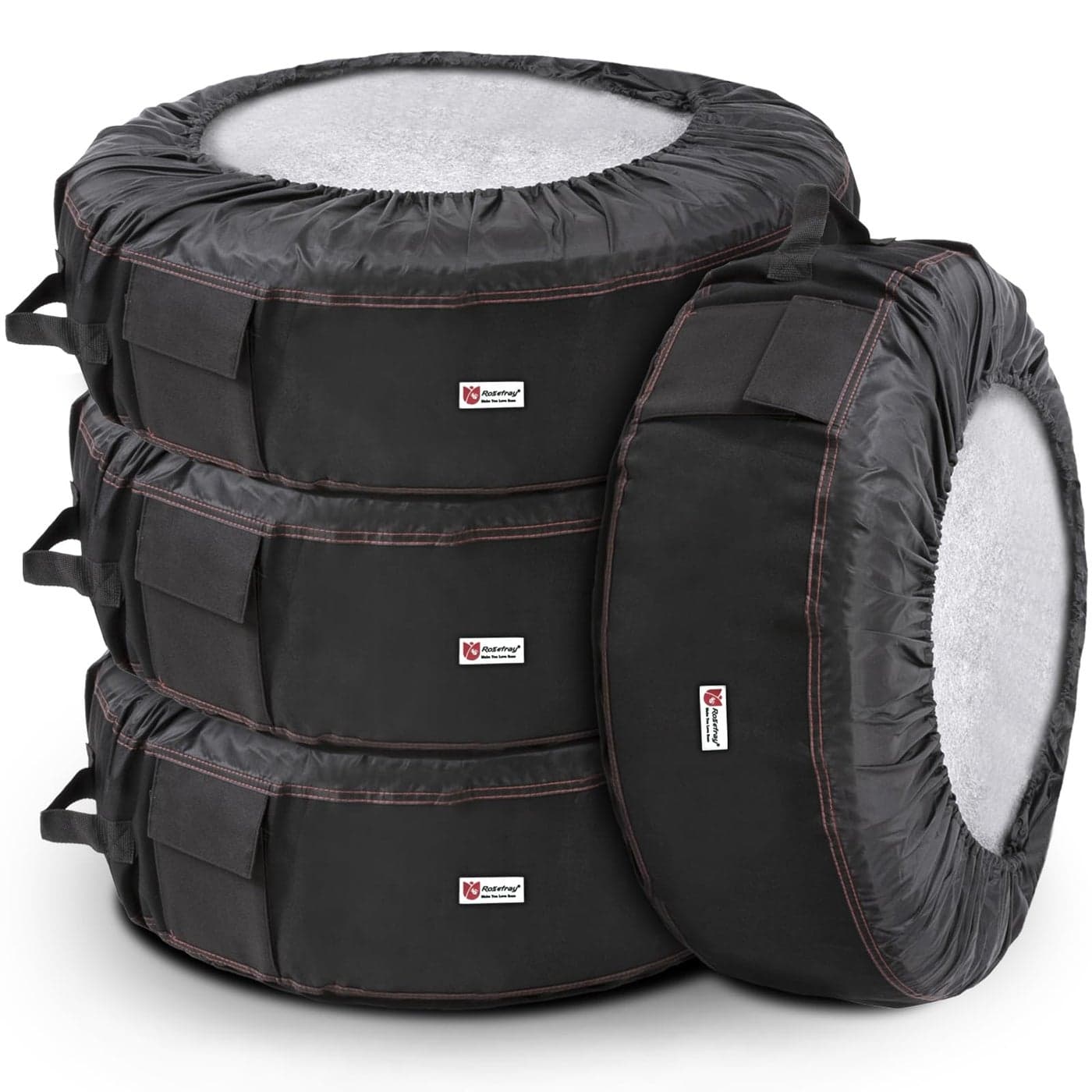 Rosefray Seasonal Tire Totes Spare Tire Cover Portable Winter Wheel Handle for Easy Transportation Fits Tires Tire Diameters 21 to 315 Set of 4 Bags Black