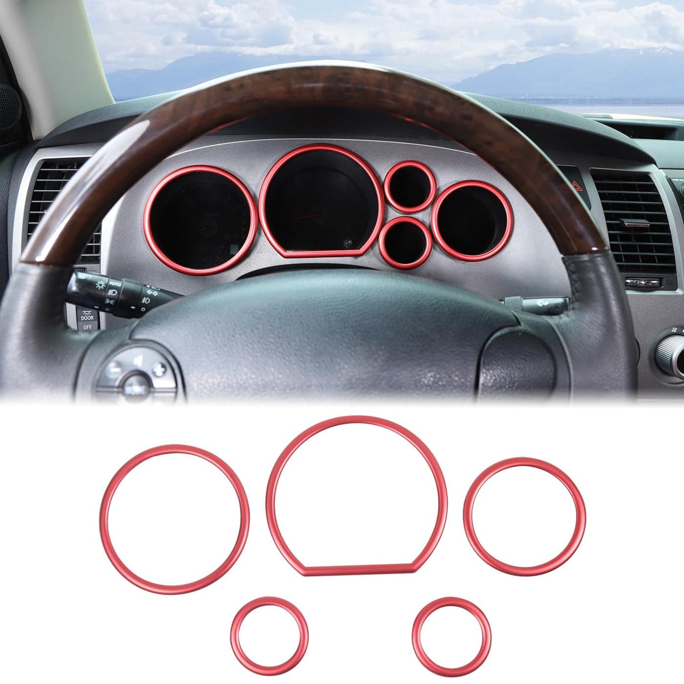 Aunginsy Car Dashboard Ring Trim Frame Kit Compatible with Toyota Tundra 20072013 Car Aluminium Center Console Dashboard Instrument Panel Gauge Surrounding Ring Decorative Cover Interior Accessories