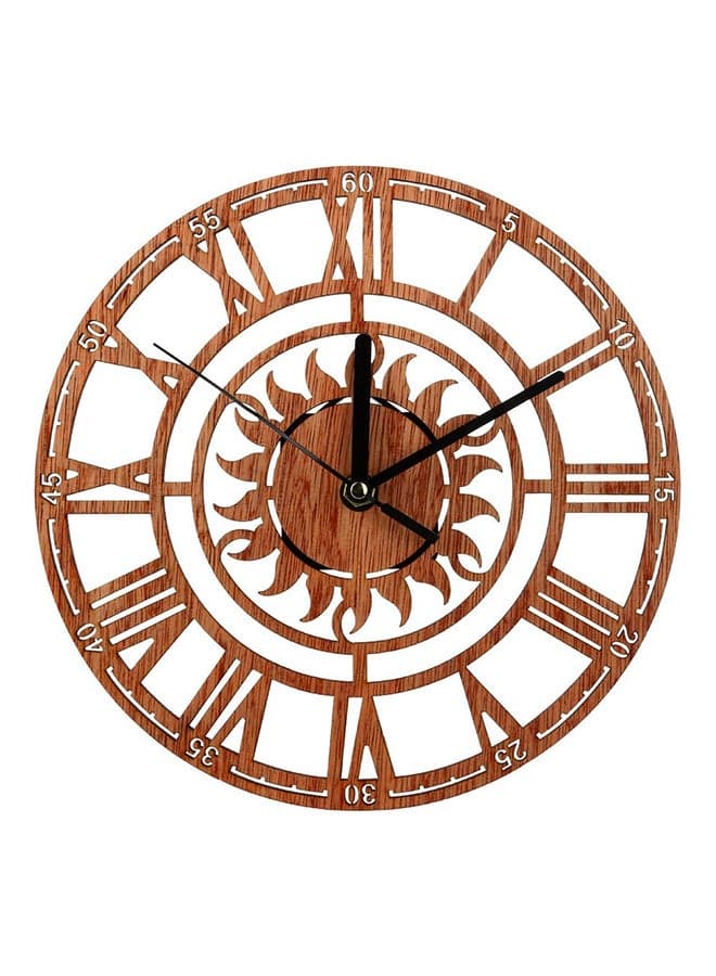 Retro Style Wooden Wall Clock Brown and Black Dimensions 27 by 25.5 by 4.5 Centimeters