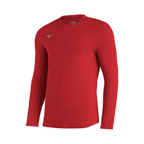 Mizuno Youth Comp Diamond Long sleeve Crew, Red, Large