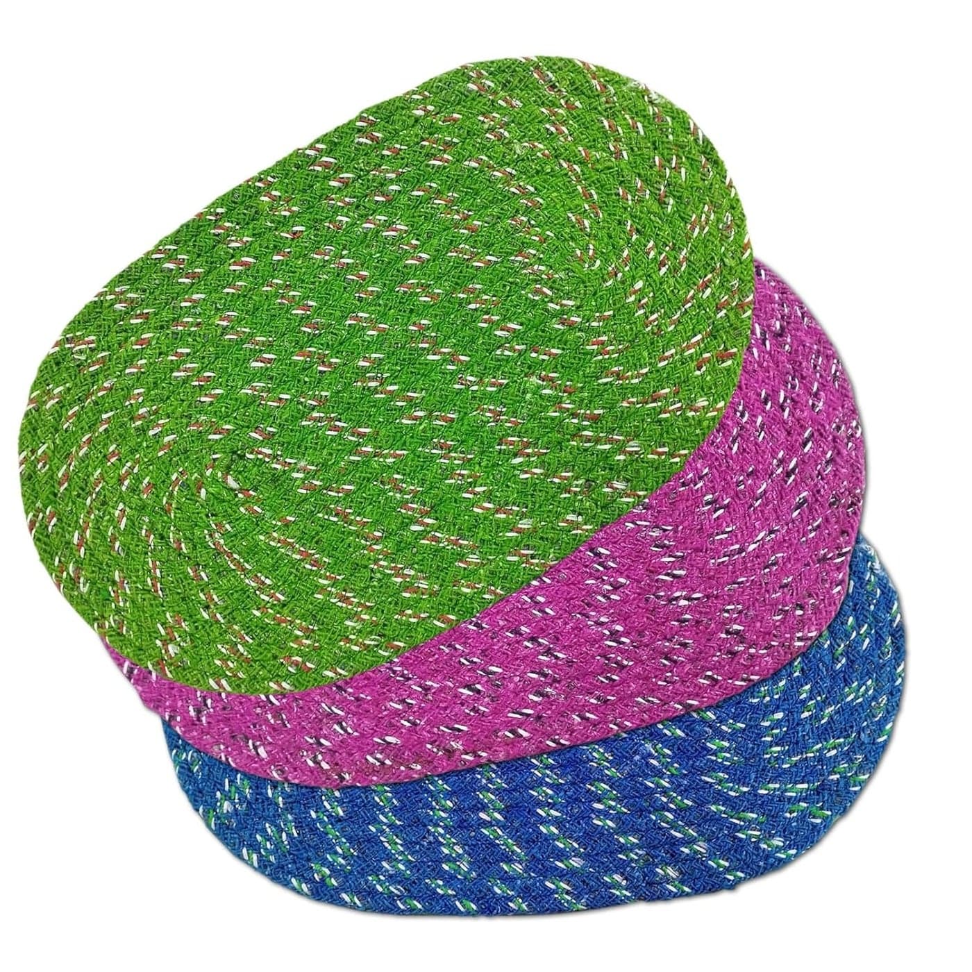 Status Multi-Purpose Braided Place Mat for Indoor Kitchen, Hall, and Room - Durable Mat for Home Decor 30x50 cm Multicolor (Pack of 3) (Random Color)