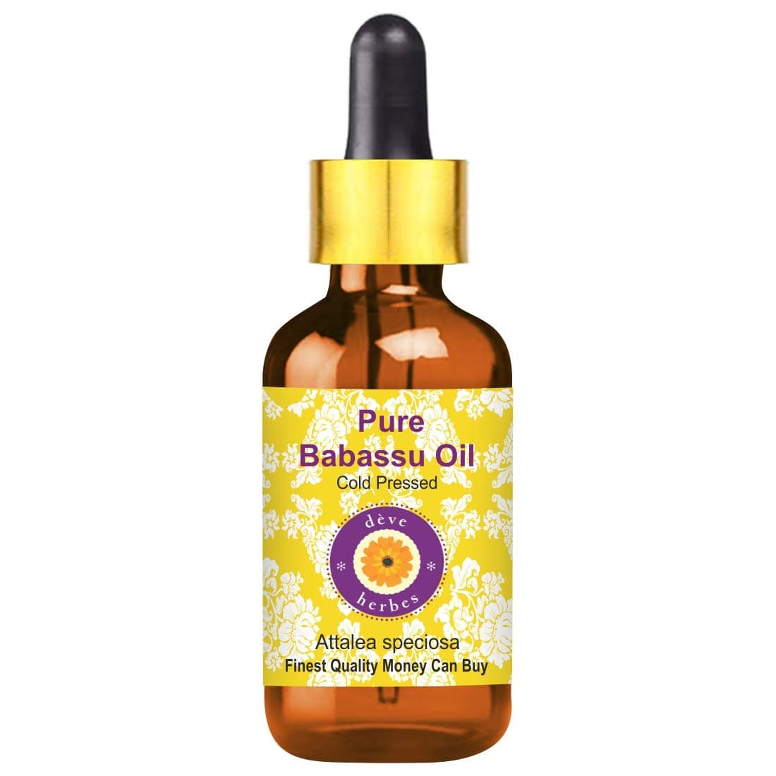 Deve Herbes Pure Babassu Oil Attalea speciosa with Glass Dropper Cold Pressed Natural Undiluted For Diluting Essential Oils For Skin Massage Men Women 30ml