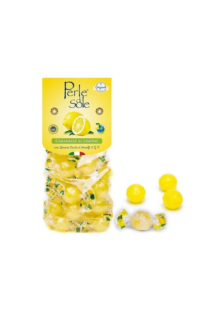 Perle di Sole Italian Lemon Drops Hard Candy Individually Wrapped 705 oz Made with Essential Oils of Amalfi Coast PGI Lemon Italian Imported Gifts From Italy