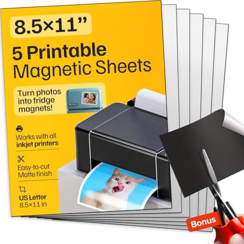 Printable Magnetic Sheets 5 Pcs Matte 85x1122x28cm InkjetOptimized Flexible Magnetic Paper NonAdhesive Ideal for Photo Magnets Magnet for Cars Refrigerator Classroom and Office Decor