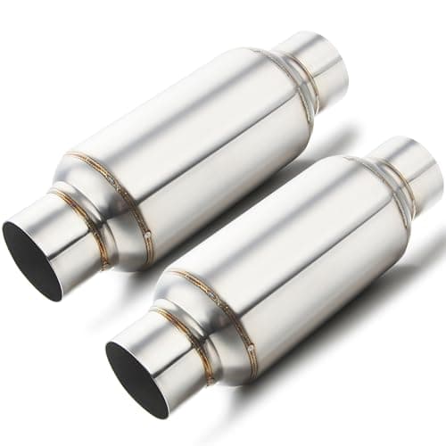 LCGP 2.5'' Inlet & Outlet Universal Muffler, 11.5'' Overall Length Stainless Steel Resonator 2 Pack