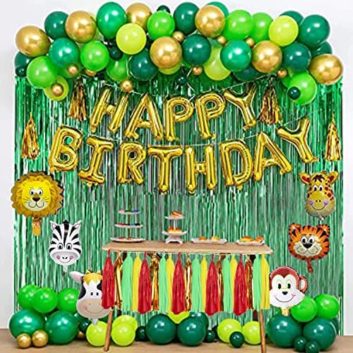 AMFIN® Jungle Theme Birthday Decoration/Animal Foil Balloon/Animal Decoration Kids/Jungle Theme Props/Photoshoot Animal Theme Foil - Pack of 126