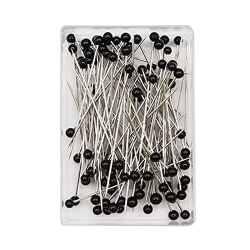 Soochat Black Sewing Pins Straight Head Pins Ball Glass Head Pins Straight Quilting Pins for Wedding Flowers Buttonholes Corsages Floral Craft