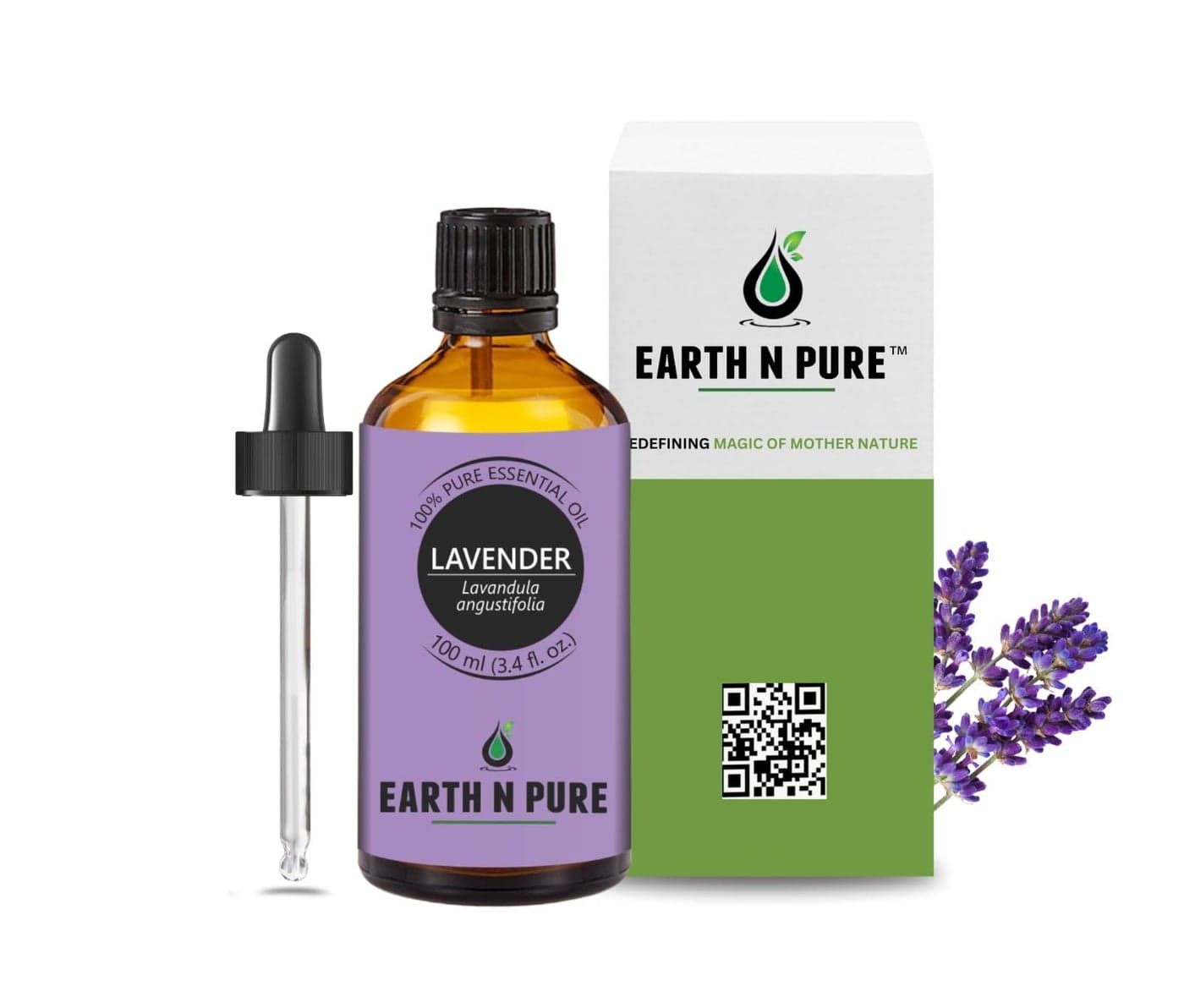 Earth N Pure Lavender Essential Oil Sleep & Relaxation | GC/MS Tested | Rich in Linalool & Linalyl Acetate for Diffuser, Skin & Hair - 100ml