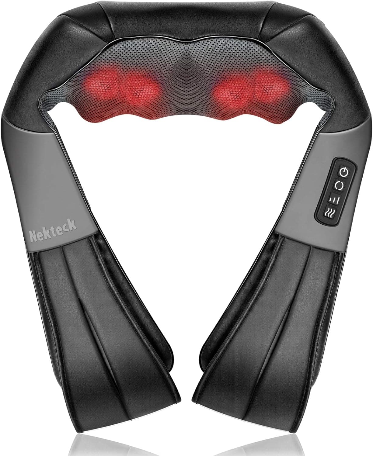 Shiatsu Neck and Back Massager with Soothing Heat Nekteck Electric Deep Tissue 3D Kneading Massage Pillow for Shoulder Leg Body Muscle Pain Relief Home Office and Car Use