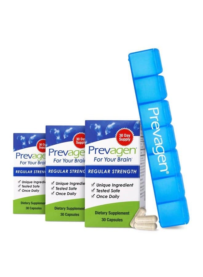 Regular Strength 10mg, 30 Capsules |3 Pack| with Apoaequorin & Vitamin D | 7-Day Pill Minder