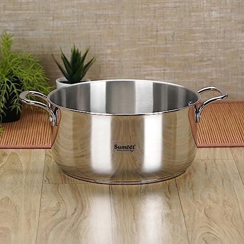 Sumeet Stainless Steel Induction Bottom(Encapsulated Bottom)Casserole 5 Liters,24 Cm Dia,Silver