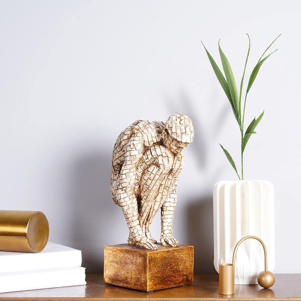 The Artment your artistic apartment Surreal Bricked Man Table Accent Cream Resin Showpiece Home Dcor for Living Room Bedroom Ideal Gift Office Desk Accent Artisan Crafted Elegant Design