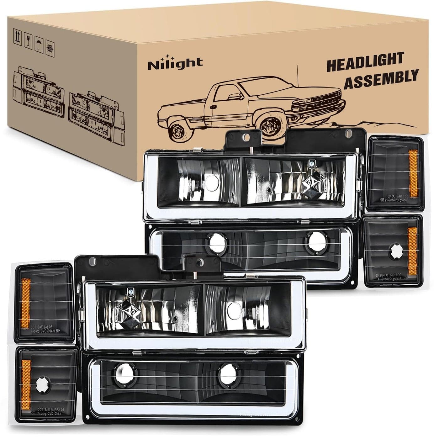 Nilight Headlights Assembly Led DRL for Chevy Silverado 1500 2500 3500 1994 1995 1996 1997 199819941998 Tahoe C10 CKSuburbanSide Maker Light Not for GMC Yukon