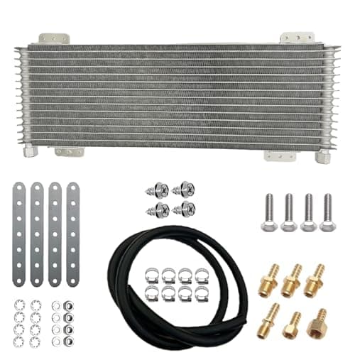 OVANOH Low Pressure Drop Transmission Oil Cooler 40k Transmission Oil Cool Compatible For Heavy Duty 40,000 GVW Max Low Mounting Hardware Towing Applications and Advanced Cooling Protection LPD47391