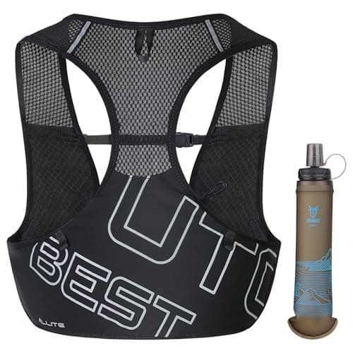 UTOBEST Running Vest for Women Men, Ultra-Light Minimalist Hydration Vest with 500ml Bottle Blue, Breathable Reflective Running Gear for Trail Hiking Jogging XL