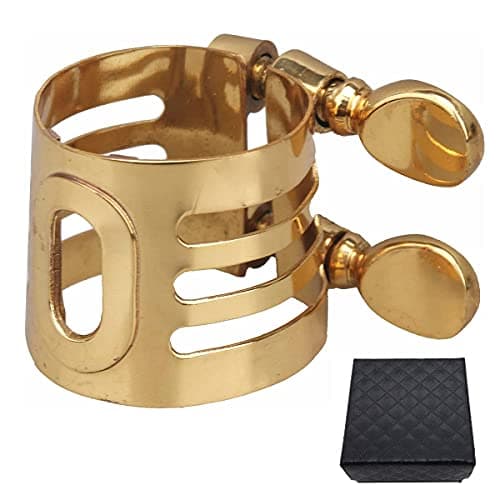 Jiayouy Gold Plated Soprano Saxophone Mouthpiece Ligature Double Screws Ligature Brass