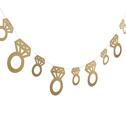 Fun Express - Gold Glitter Diamond Ring Garland for Wedding - Party Decor - Hanging Decor - Garland - Wedding - 1 Piece