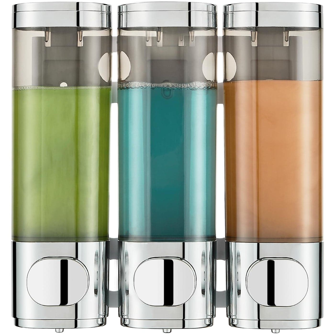 Pollock Shower Shampoo and Conditioner Dispenser 3 Chamber No Drill Body Wash Dispenser for Bathroom Large
