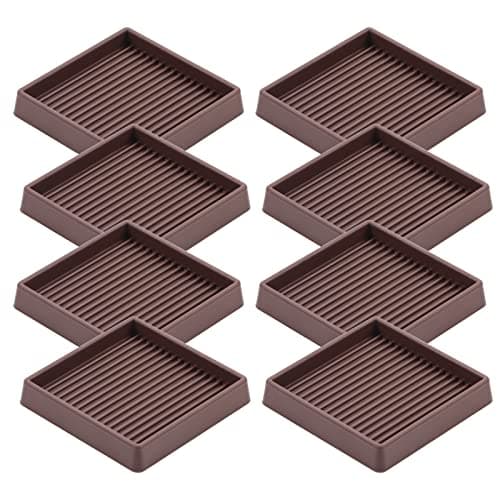 VOCOMO 3X3 Rubber Caster Cups Non Slip Furniture Pads AntiSlip Furniture Gripper Anti Skid Furnitures Feet Anti Slide Floor Protector for Bed Couch Stoppers Brown 8 Pack