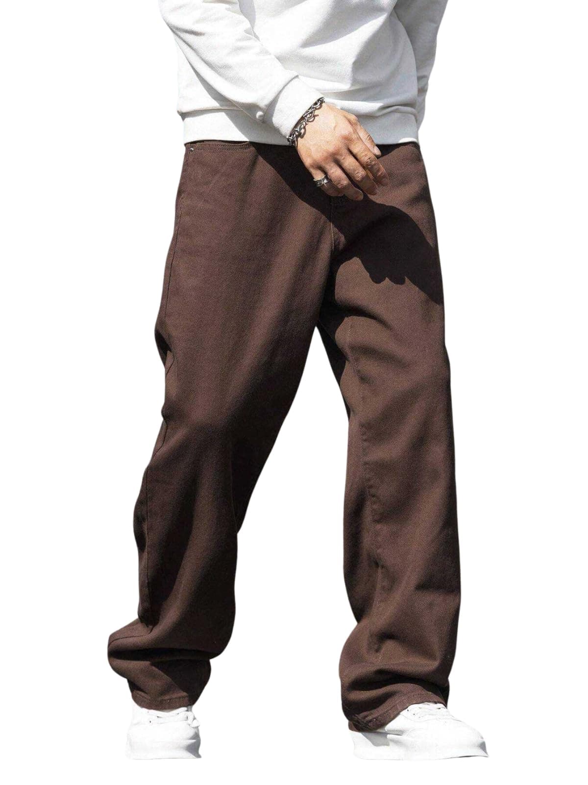 Leriya Fashion Men's Baggy Jeans | Brown, Size 32