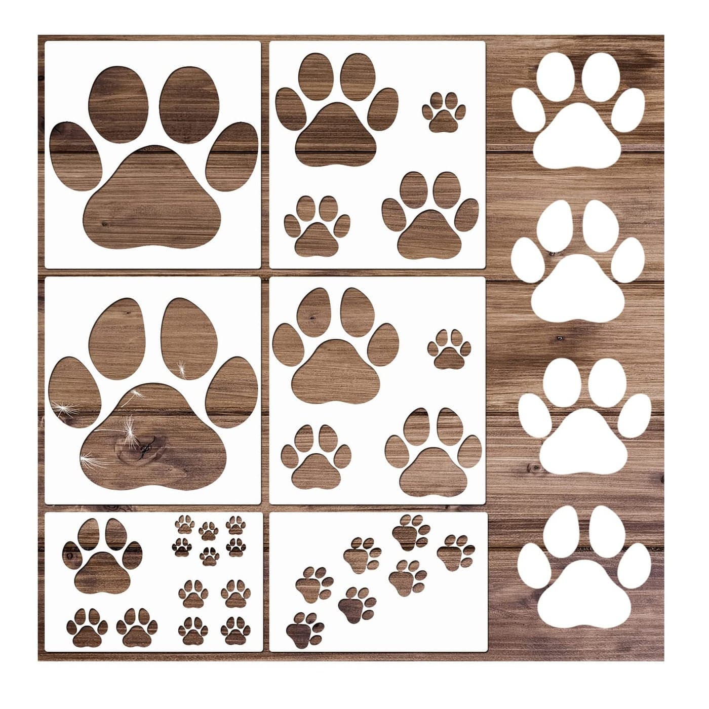 Paw Print Stencil Large Wall Stencils for Painting On Wood Cat Dog Paw Template 12x12 inch Reusable Giant Wood Burning Stencils and Patterns Projects for Floor Tile Cement Home Decor Paw