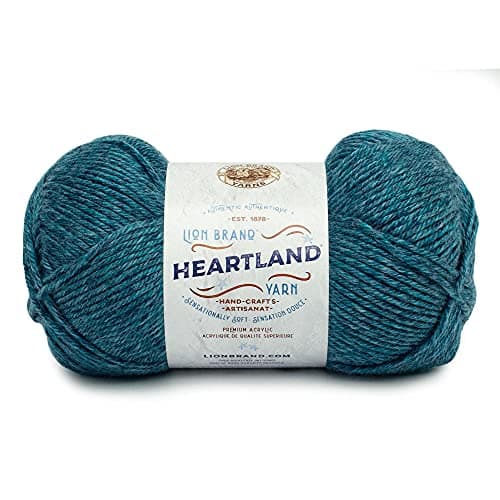 Lion Brand Yarn Heartland Yarn, Worsted-Weight Yarn for Knitting, Crocheting, and Crafting, 1 Pack, Glacier Bay