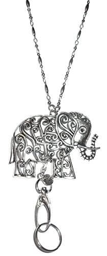 Hidden Hollow Beads Elephant Breakaway Women's Lanyard Strong Stainless Steel Chain, Trendy ID Badge Card Holder Teacher Nurse Cruise Keys Keychain