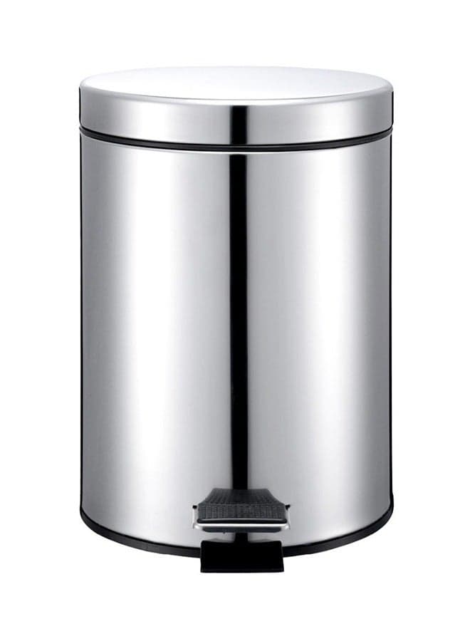 Stainless Steel Portable Trash Bin With Pedal Silver/Black 17 x 26cm