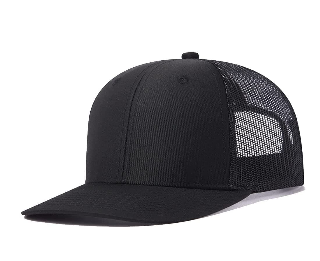 Quanhaigou Trucker Hat - Mesh Snap Back - Unisex Adjustable Baseball Cap - Outdoor Hats for Men Women (Black)