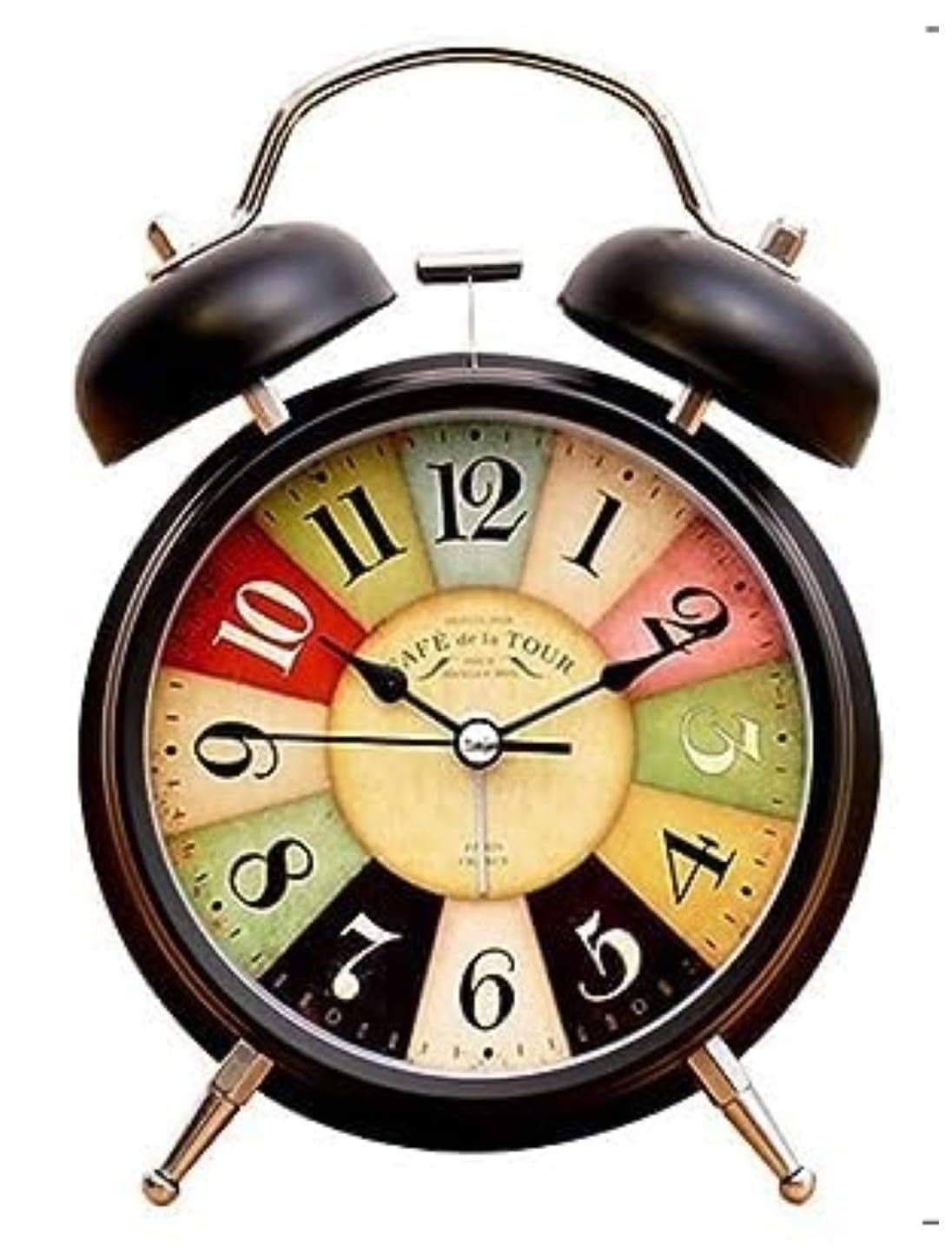 Inditradition Twin Bell Table Alarm Clock for Home Office Retro Vintage Look Analog Clock 4 Inches Matt Black