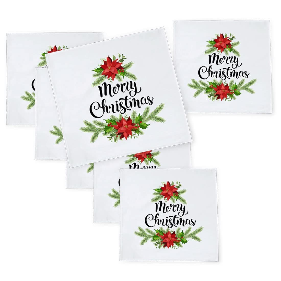 Khakee 6 Pcs Christmas Theme Silk Table Napkins 10x 10 for Xmas Decoration Christmas OrnamentsChristmas Giftxmas21108