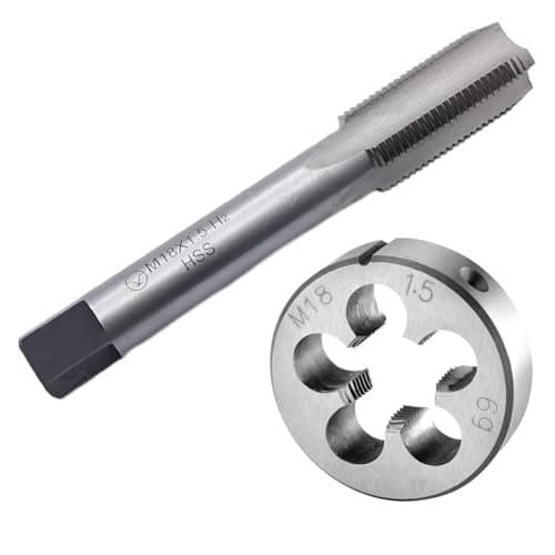 Teocpai Metric Tap and Die Set M18 x 1.5mm HSS Machine Thread Tap and Alloy Steel Round Die Right Hand…