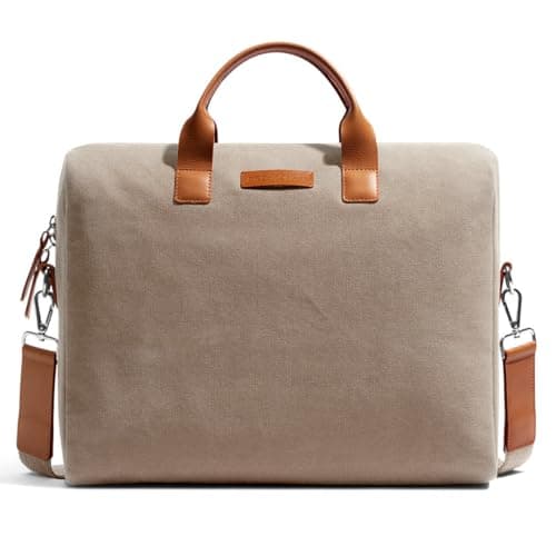 DailyObjects City Compact Fleet Canvas Large Size Laptop Messenger Bag (14L) For Unisex Sturdy Leather Handles, Side Shoulder Bag With Zip Closure, Compatible With Macbook/Laptops Upto 14", Beige