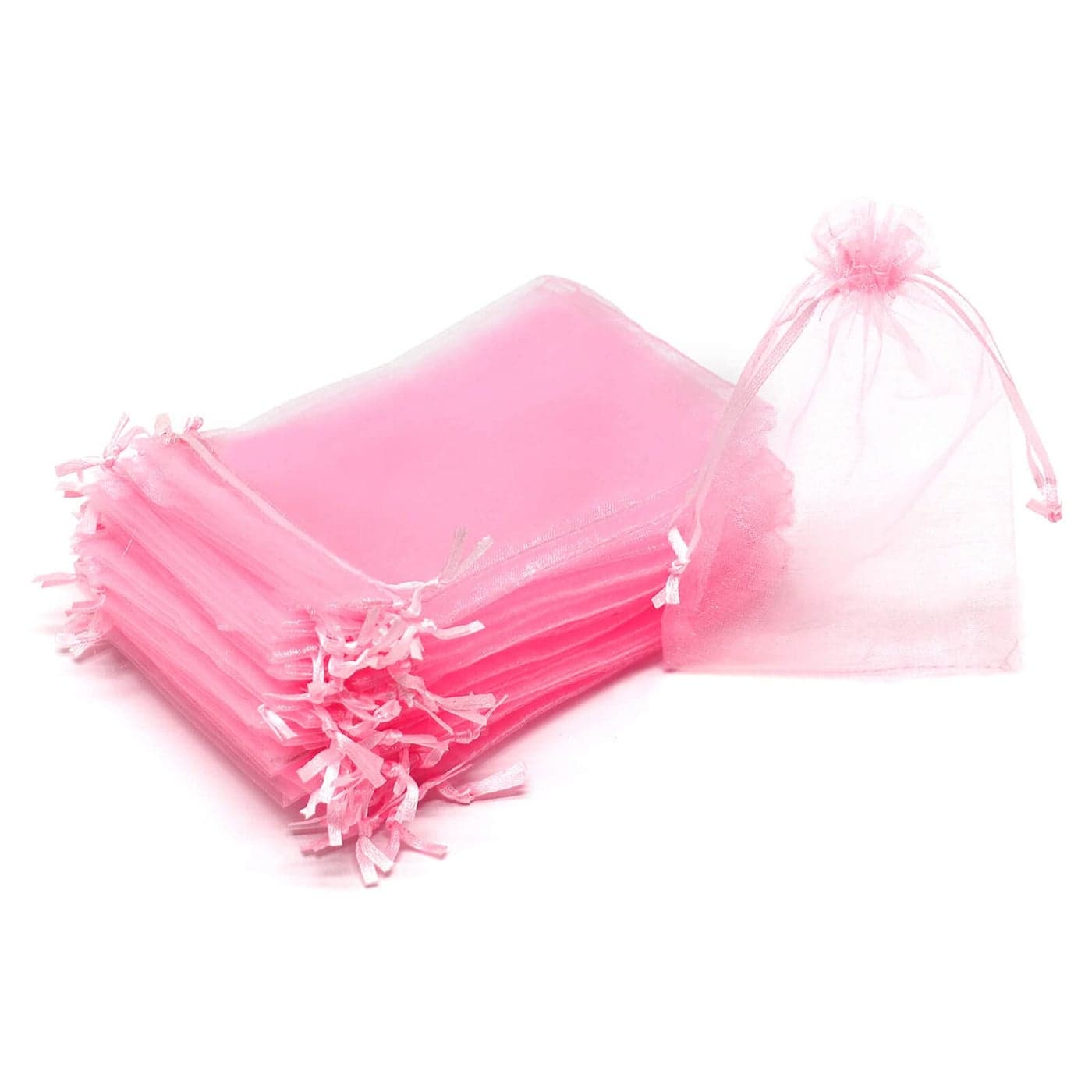 Bezall 100Pcs Organza Bags with Drawstring 35x45 inch Pink Baby Shower Favor Bags for Girls Mesh Jewelry Gift Pouches Wedding Party Candy Bags