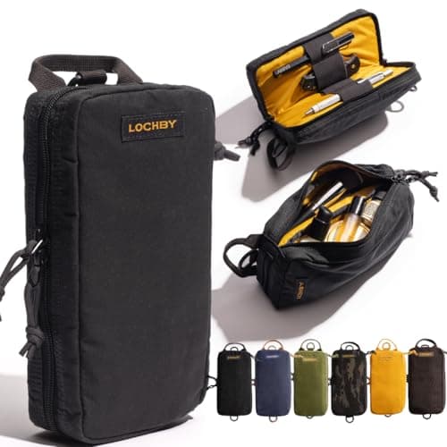 LOCHBY Venture Pouch Multipurpose Tactical Mini Tool Bag Water Resistant Waxed Canvas DualSided Zipper Pouch for Motorcycle Bike EDC Pen Pencil Art Tech Travel