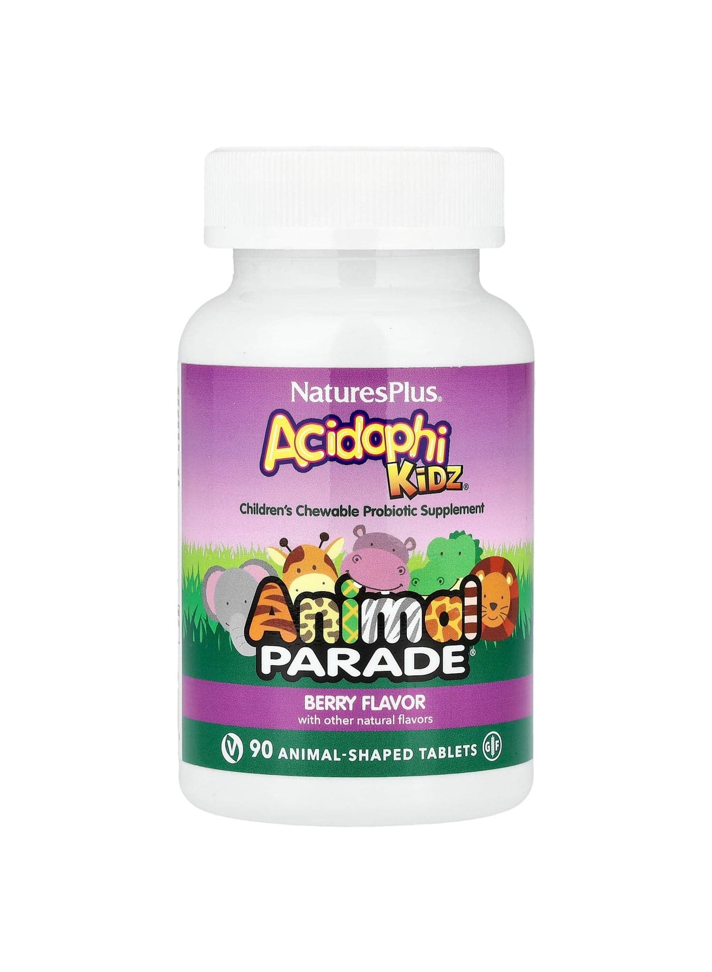 Source of Life, Animal Parade, AcidophiKidz, Children's Chewable, Berry, 90 Animal-Shaped Tablets