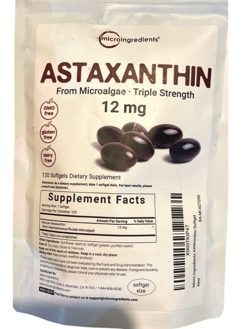 Natural Astaxanthin 12mg, 120 Softgels