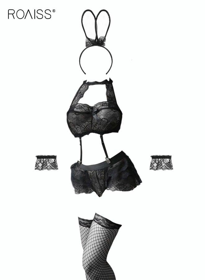 Women Strappy Lingerie with Handcuffs Halter Neck Bandage Body Harness Costume Lingerie Set for Women Bodysuit for Ladies Wife Girlfriend