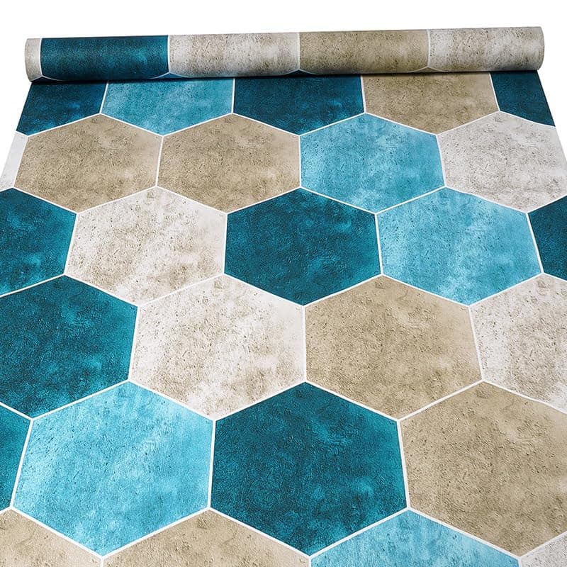 Oren Empower- Create Your Choices Self Adhesive Classic Hexagon Pattern Easy Installation Floor Wallpaper/Waterproof PVC Vinyl Wallpaper for Kitchen,Restaurant,Hotel,Cafe - 60 X 500 Cm(Multicolor 2)