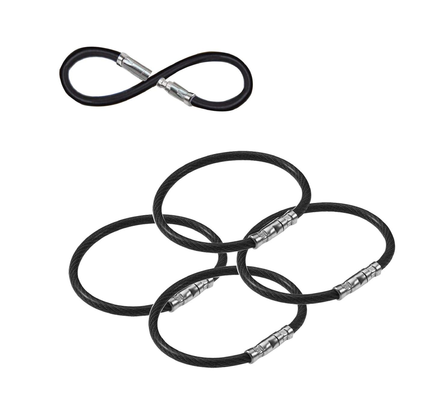Lucky Line 5” Twisty Lock Key Ring, Flexible Nylon Coated Steel Wire Loop, Corrosion-Resistant and Durable, Black, 5 Pack (8112005)
