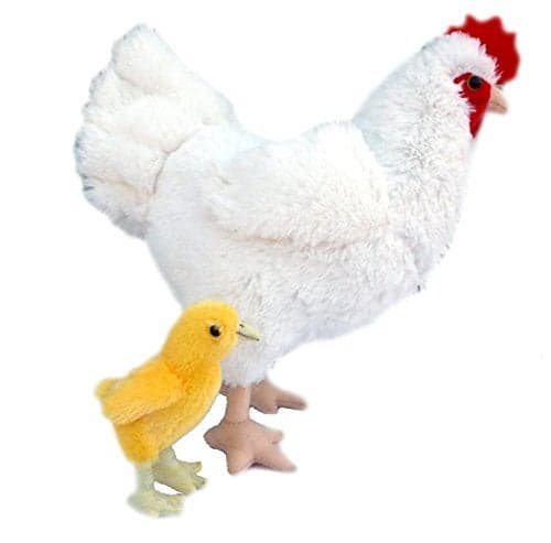 Adore 12 Standing Pearl The Hen Chicken with Baby Chick Plush Stuffed Animal Toy