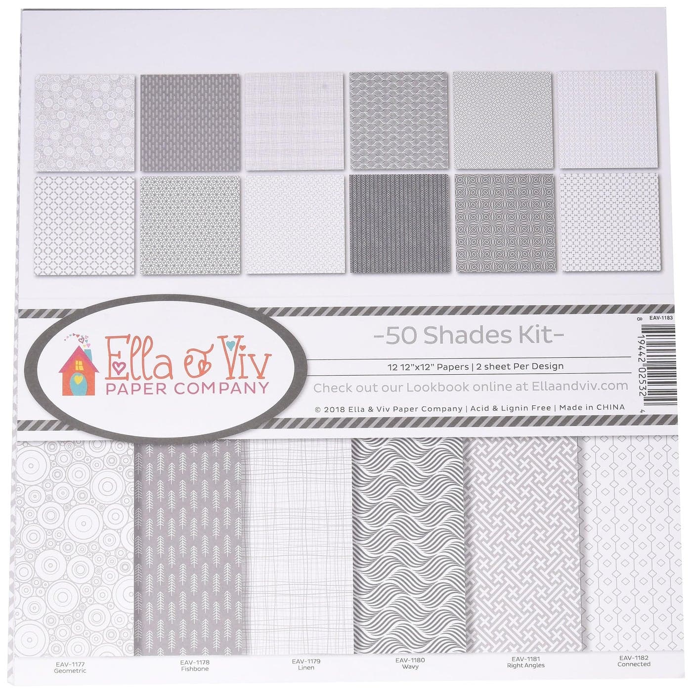 Ella Viv by Reminisce ELLLX 50 Shades Scrapbook Collection Kit Multi Color Palette 12x12 inches