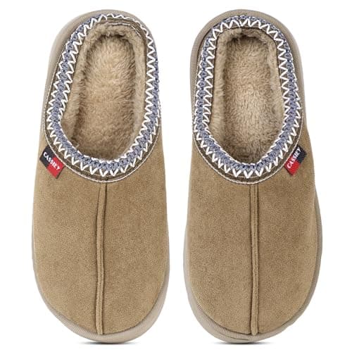 CASSIEY Womens Slip On Faux Fur Winter Slippers Thickened Sole for Indoor and Outdoor- Camel