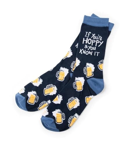 Little Blue House by Hatley Men's Crew Socks, If You're Hoppy And You Know It, One Size