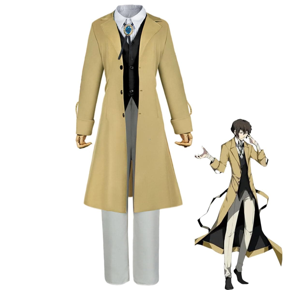 Dazai Osamu Cosplay Outfit Detective Uniform For Adult Men Women Anime Bungo Dogs Costume Halloween Party setsXXL