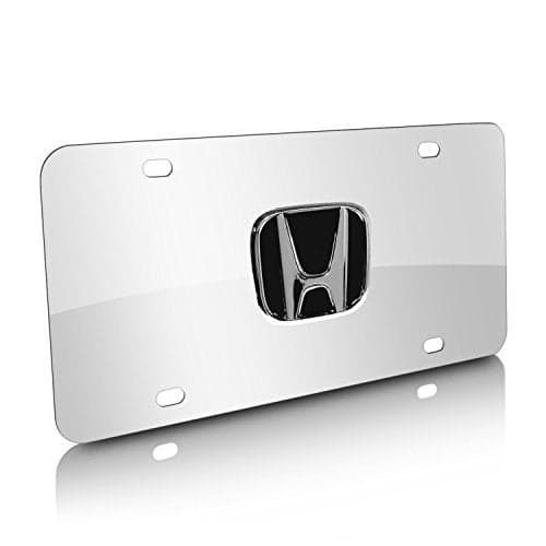 Au-Tomotive Gold, INC. Honda Black Infill 3D Logo Chrome Steel License Plate