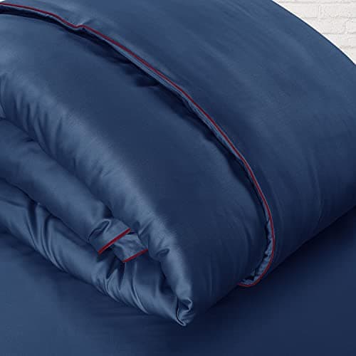 Spread Spain® Italian Cotton 500 Thread Count Single Bed Size Duvet/Quilt Cover, Soft, Breathable and Closure Zipper Duvet Cover (60" x 90" Inch, Navy Blue)