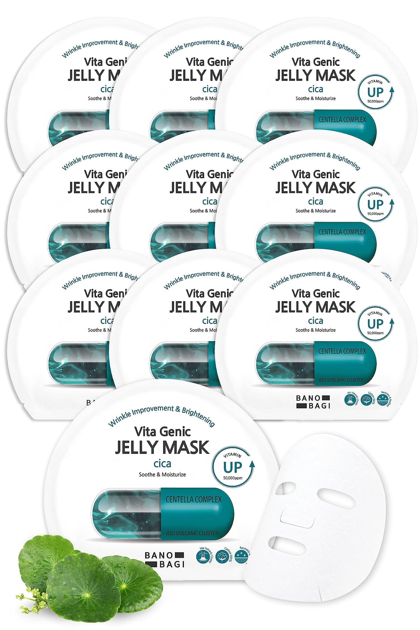 BANOBAGI Vita Genic Jelly Cica Face Masks Beauty wEssence 11 Vitamin Complex Korean Face Mask Skin Care Sheet Moisturizing Face Mask Facial Care for All Skin Types 18 fl oz 10 Sheets