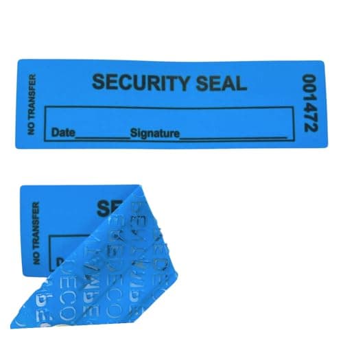 US PACK SMART 1"x3.35" Blue Non-Transfer Tamper-Evident Security Void Stickers/Labels/Seals with Sequential Numbers, Writable, Fan Folded for Convenience | 100-Pack