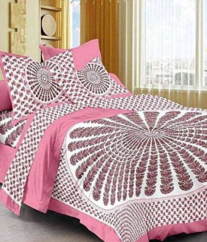JAIPUR PRINTS Double Bedsheets Pure Cotton RajasthaniJaipuri Printed with 2 Pillow CoversSize 90x108 Inch Multicolor
